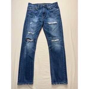 American Eagle Outfitters Slim Fit Distressed Blue Jeans Mens 30x30 Medium Wash